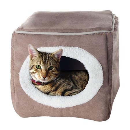 PETMAKER Petmaker 82-M369C-LC 12 x 13.5 x 13 in. Cozy Cave Enclosed Cube Pet Bed; Light Coffee 82-M369C-LC